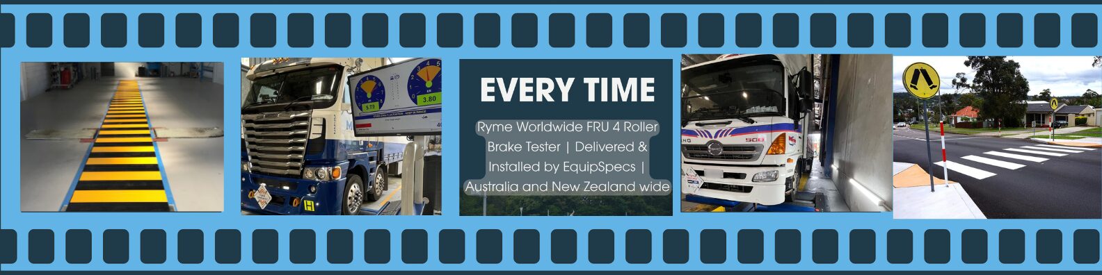 Film strip of images showcasing EquipSpecs' committment to safety this Road Safety Week.