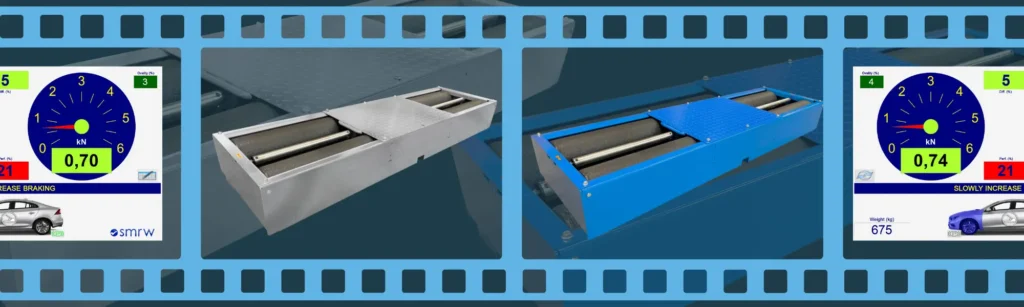 A filmstrip showing product images of the Ryme Worldwide FRL 5.5 roller brake machine and software screen available through EquipSpecs Australia.
