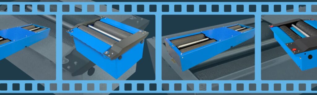 Filmstrip showing various Ryme Worldwide truck and light vehicle roller brake testers - EquipSpecs Australia