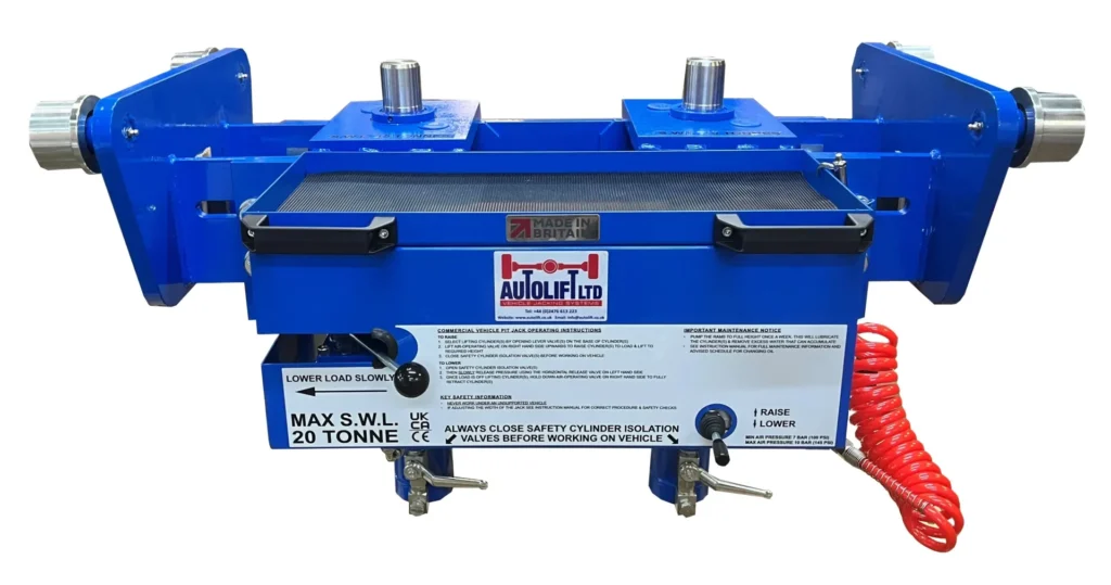 20 tonne twin ram pit jack with adjustable frame for heavy vehicle workshops in Australia
