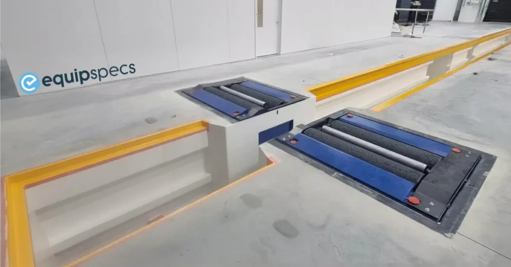 Ryme Truck Roller Brake Tester Installed in Heavy Vehicle Workshop