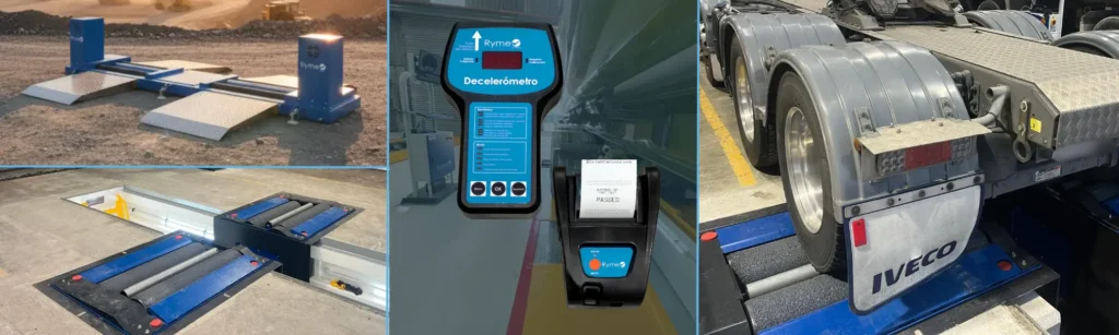 Roller brake tester and decelerometer used for heavy vehicle brake testing in Australia